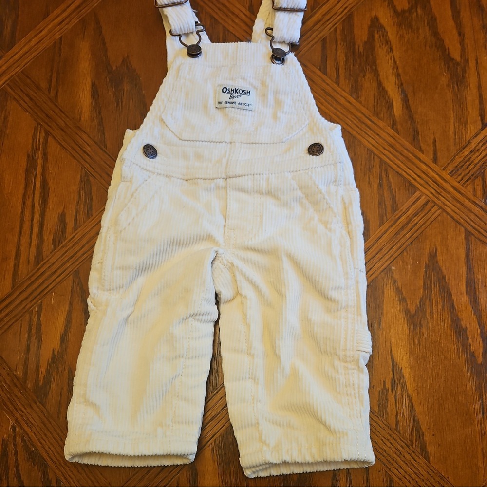 OshKosh B'gosh Ivory‎ Corduroy Lined Overalls Vestbak 3 months